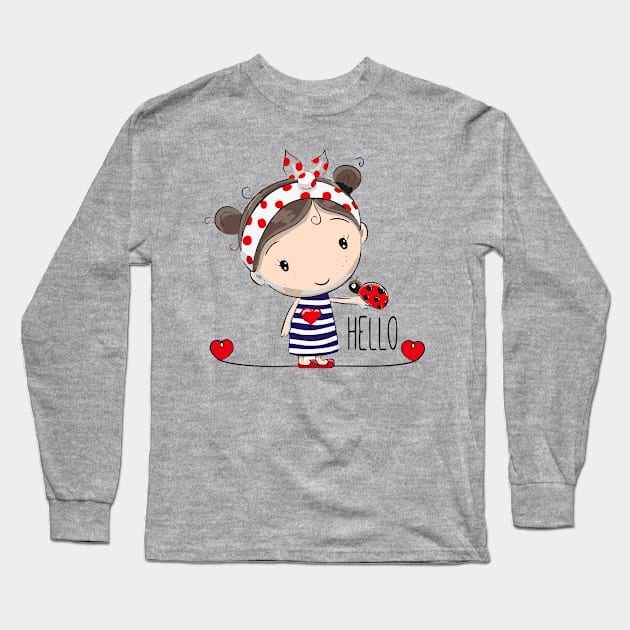 Cute Girl Long Sleeve T-Shirt by Glorywish